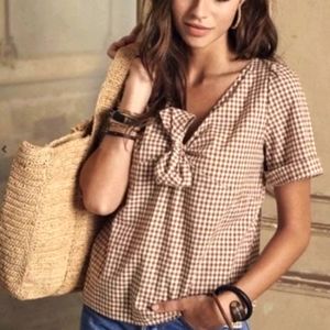 COPY - Sezane Massia Blouse in Brown Gingham Size 38